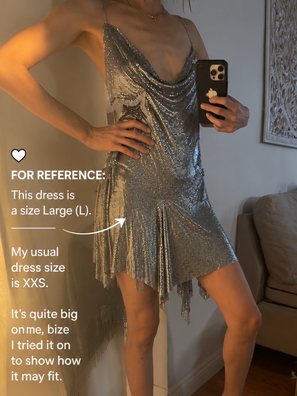 Dolls Kill Darker Wavs Silver Metallic Sequin Draped Mini Dress - Picture 4 of 8